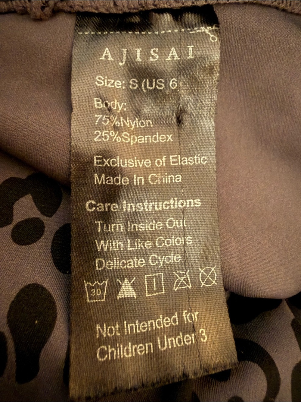 Ajisai Gray Black Leopard Print Leggings Small Yoga Athletic Pilates Princess - Picture 3 of 5